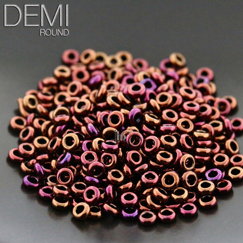 DEMI Rounds 11/0 8/0 Toho seed beads HIGHER-METALLIC Amethyst size 11 8g size 8 5g Demi beads image 1