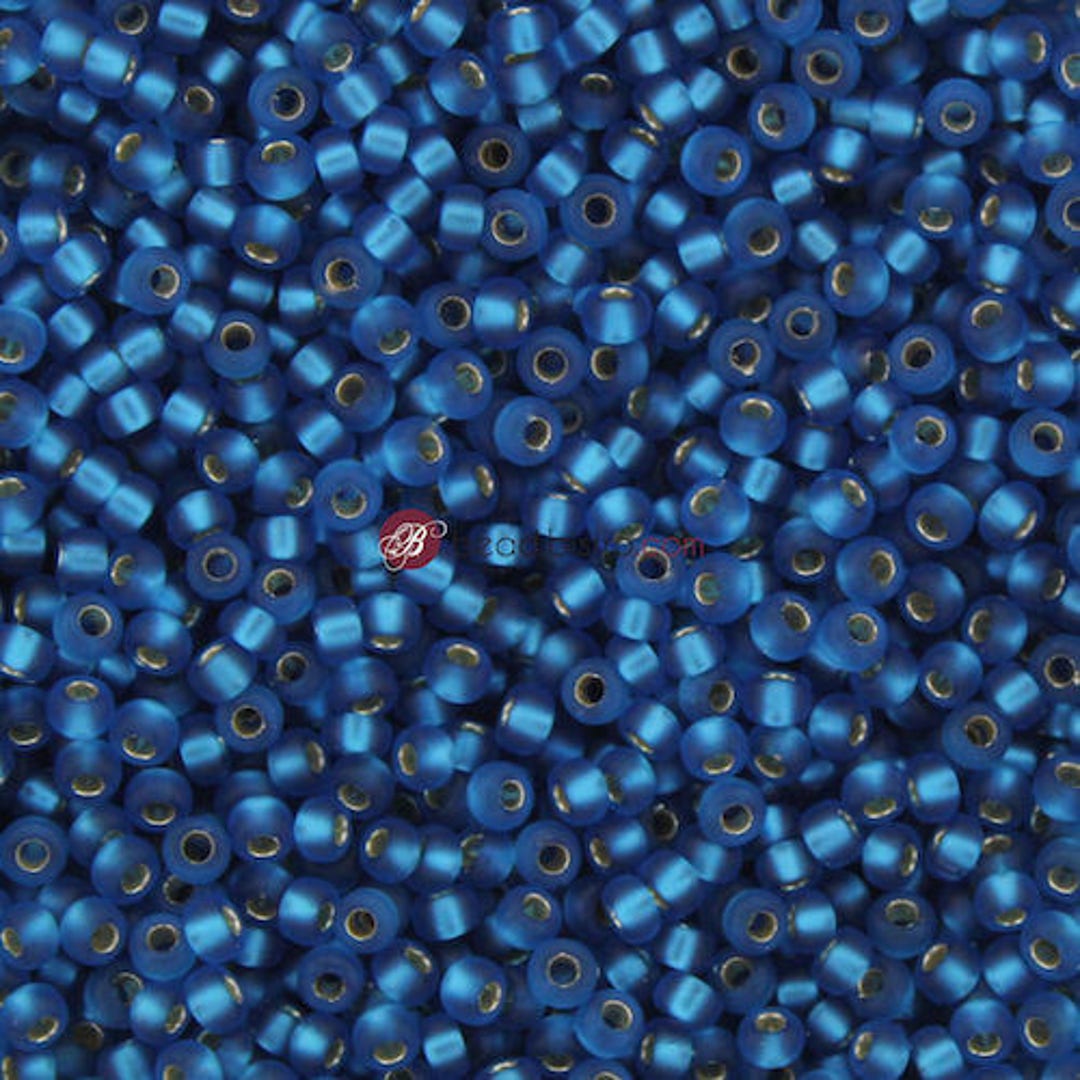 みゆき 25CM 24g MIYUKI 11/0 Round Seed Beads - SILVER Lined Capri Blue MATTE