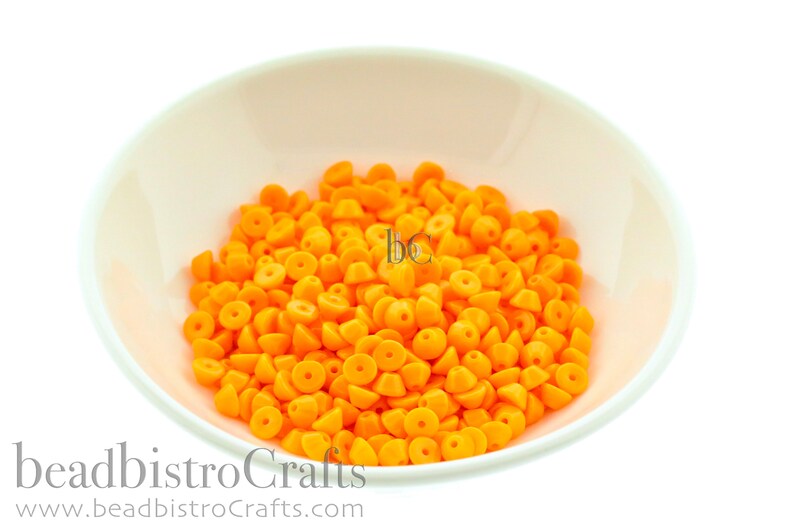 5g Czech Cone Beads KONOS® Par Puca® Beads Czech Glass Cone shaped spacers Opaque Marigold NEW approx. 107 pcs 2x4mm image 2