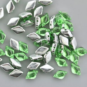 GemDuo Beads 8x5mm BACKLIT Light Chrysolite 2-Hole Czech Seed Beads ~ 70pcs