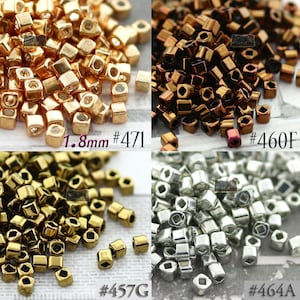 1.8mm/ 1.5mm Cube Japanese Seed Beads - CHOOSE YOUR COLOR - Four finishes - Square seed beads - 10 gram packages