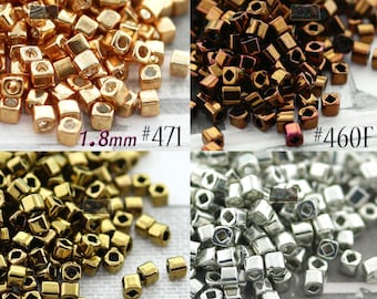 1.8mm/ 1.5mm Cube Japanese Seed Beads - CHOOSE YOUR COLOR - Four finishes - Square seed beads - 10 gram packages