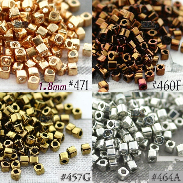 1,8 mm/1,5 mm cube de rocailles japonaises - CHOISISSEZ VOTRE COULEUR - Quatre finitions - Rocailles carrées - Emballage de 10 grammes