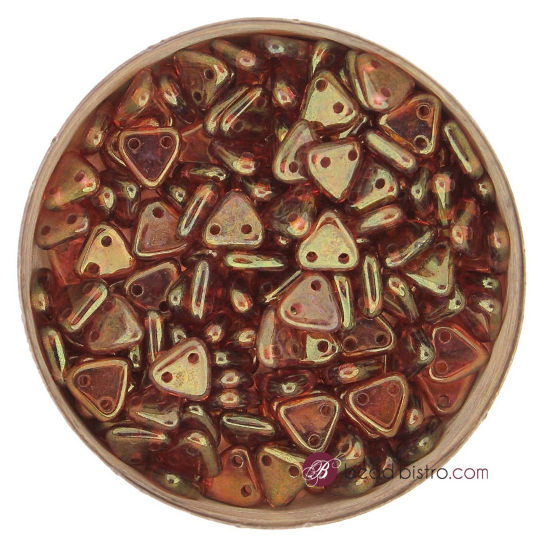 Triangular Bead 20g Czechmates 2 Hole Triangle Beads LUSTER ROSE Gold Topaz 6mm - Etsy