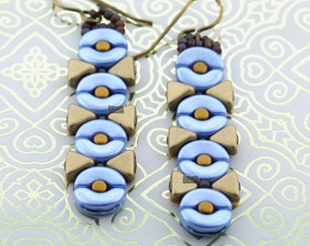 Deco Par Puca Earring PATTERN - Modern Art Deco style earring tutorial with Arcos Par Puca beads, Kheops Par Puca beads, & Minos beads