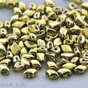 Mini GemDuo Beads 6x4mm Crystal Full Brass 2-Hole Czech Seed Beads ~ 120pcs