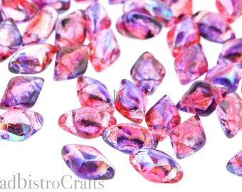 GemDuo Beads 8x5mm SUMMER RAINBOW Light Violet 2-Hole Czech Seed Beads ~ 70pcs
