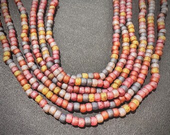 183pcs CZECH size 6 Seed beads - Aged MATTED Sahara Picasso Mix - Iridescent 21” long strand