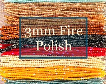 3mm Fire Polish beads * Fire Polish Facetted Czech glass beads - CHOOSE COLOR - 3mm Faceted Round beads