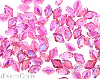 GemDuo Beads 8x5mm SUMMER RAINBOW Pink 2-Hole Czech Seed Beads ~ 70pcs