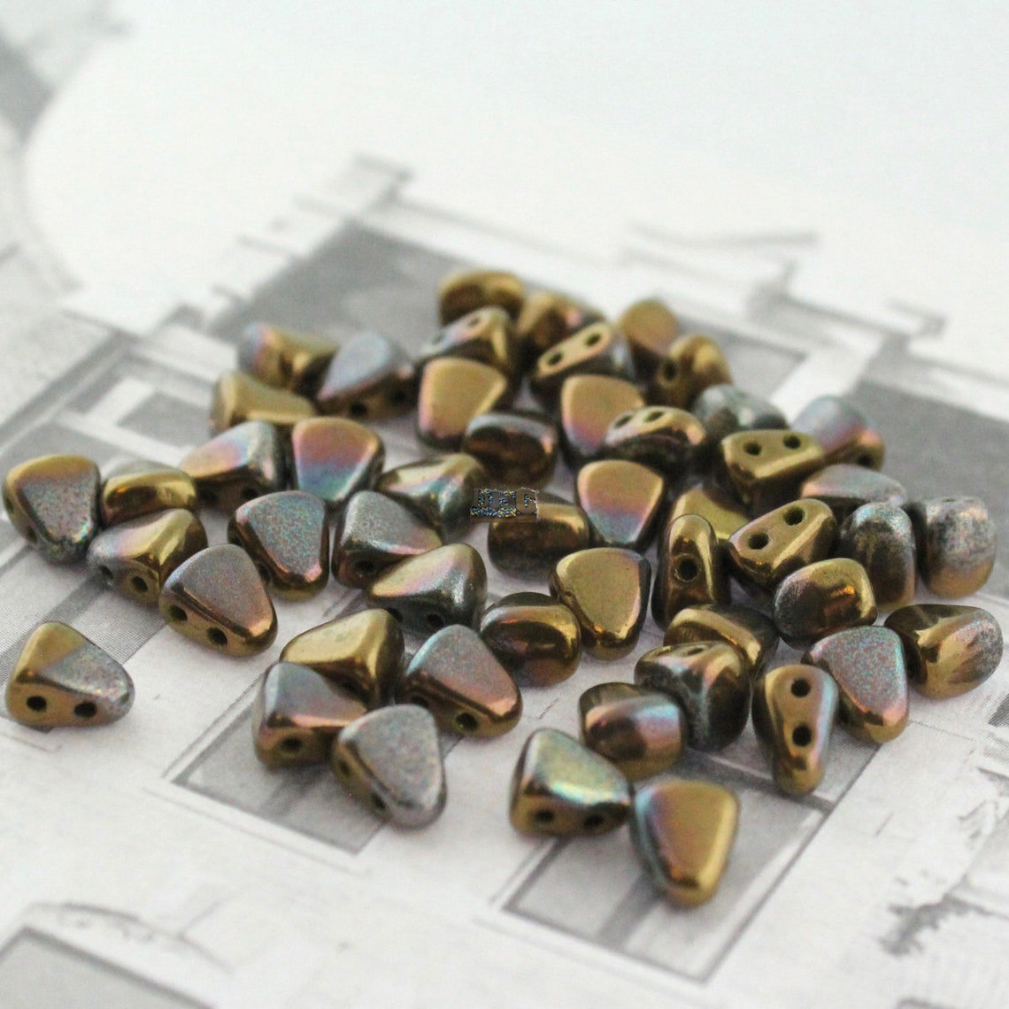 50pcs Czech NIBBIT Beads New 2 Hole Nib Bit Opaque Olive Etsy