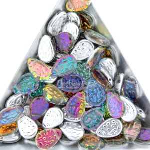 Czech 9x11mm Tear Drops 20pc or 100pc Flat Dimpled Drop Beads CHOOSE your COLOR BACKLIT Glass Rain Drop beads image 9