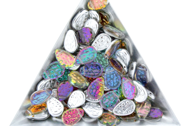 Czech 9x11mm Tear Drops 20pc or 100pc Flat Dimpled Drop Beads CHOOSE your COLOR BACKLIT Glass Rain Drop beads image 9