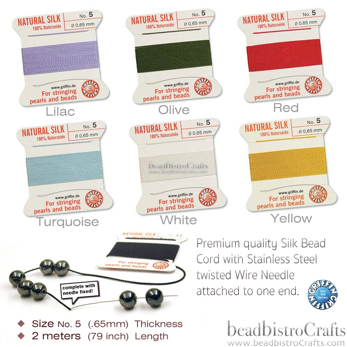 No. 5 SILK CORD Perlseide Griffin Natural Silk Bead Cord Etsy