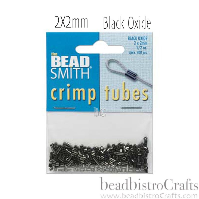 Black Oxide Gunmetal finish 2x2mm Crimp Tubes Beadsmith Crimp Tube beads 400pcs