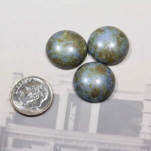 Glass Cabochon 18mm Round Pressed Czech Glass Cabs Alabaster SATIN SAGE, Golden or Copper honey LUSTER 2 pieces SATIN SAGE