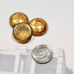 Glass Cabochon 18mm Round Pressed Czech Glass Cabs Alabaster SATIN SAGE, Golden or Copper honey LUSTER 2 pieces GOLDEN HONEY Luster