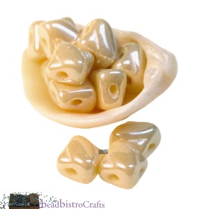 40pcs 5mm Silky beads Opaque Ivory WHITE LUSTER Silky beads 2-hole Czech glass 5x5mm image 1