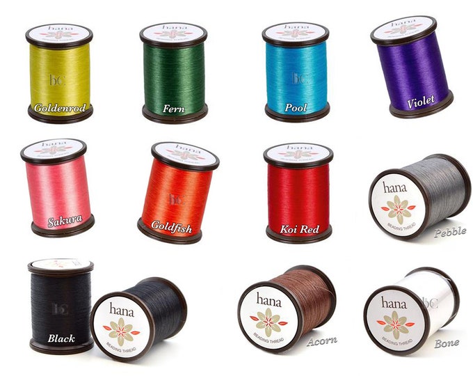 HANA Beading Thread Fine, Prewaxed Beading Thread 100 Nylon 109 Yard Length Spools 11 COLORS