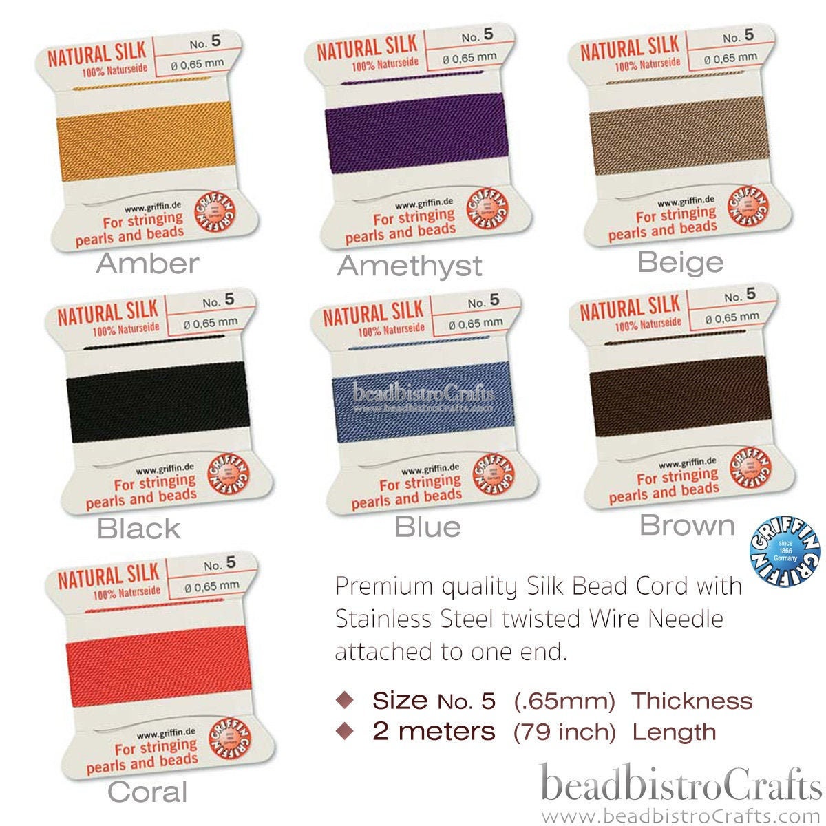 No. 5 SILK CORD Perlseide Griffin Natural Silk Bead Cord Etsy