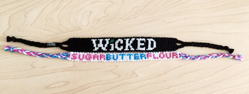 knotted Newsies sugar,butter,flour Wicked and Waitress themed broadway bracelets