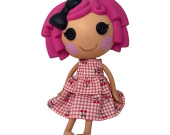 Lalaloopsy Doll Cherry Dress, Cotton Sleeveless Doll Outfit, Handmade Doll Clothes, Layered Skirt Doll Dress