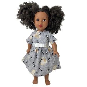 Handmade Minnie Inspired Dress for 18 Inch Dolls, American Girl Outfit, Polka Dot Doll Dress, Mouse Theme Doll Clothes