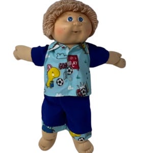 Doll Clothes Superstore Soccer Print Short Set Fits 15 Inch Cabbage Patch Kid Dolls