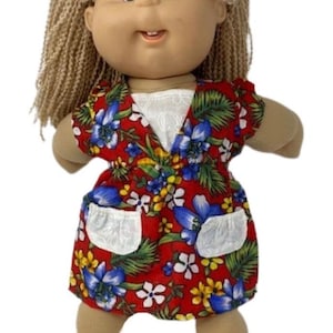 Bright Floral Cotton Blend Doll Dress, Fits 18 Inch & Cabbage Patch Dolls