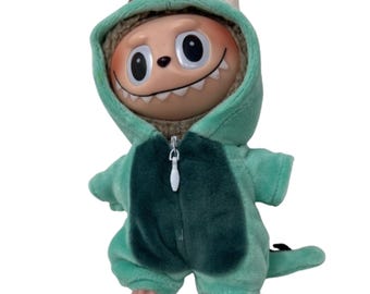 Two-Tone Green Spiked Dino Costume for 17.5cm Labubu Dolls