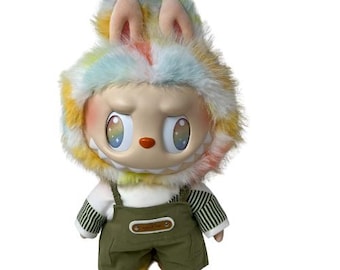 Classic Green Overalls & Shirt Outfit for 37cm Labubu Dolls (14.5”)