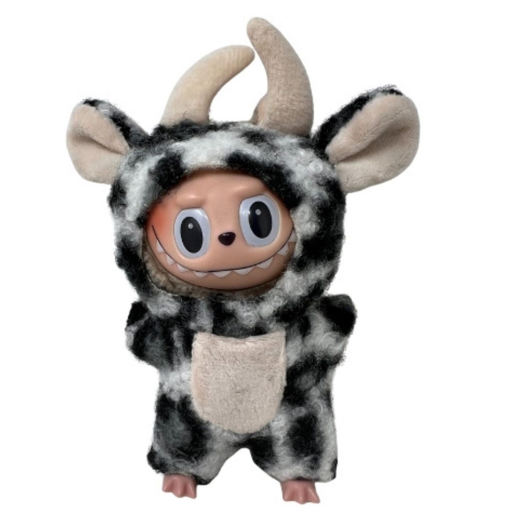 Labubu Doll Cow Costume, Black White Plush Hooded Outfit (17.5cm) - Etsy