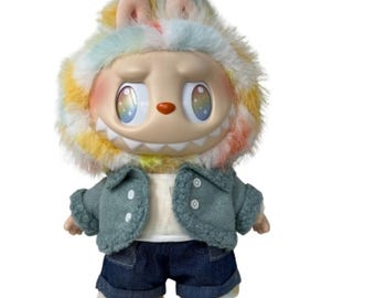 3-Piece Outfit with Shirt, Jeans & Coat for 37cm (14.5”) Labubu Dolls