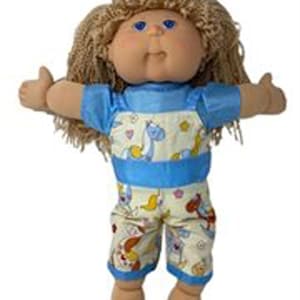 Rocking Horse Print Doll Outfit, 15-16 Inch Cabbage Patch Clothes, Jumpsuit Shirt Set