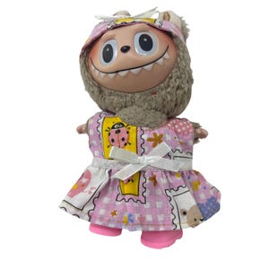 Patchwork Animal Dress for 17cm (7in) Labubu Doll, Bunny Bear Ladybug Outfit,  Labubu Clothes with Shoes & Headband