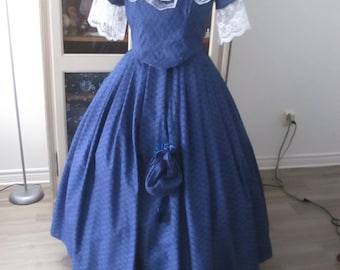 Victorian Ball Gown - 1860s Women Fashion - Size 14 (B40" - W 32") #NB-721