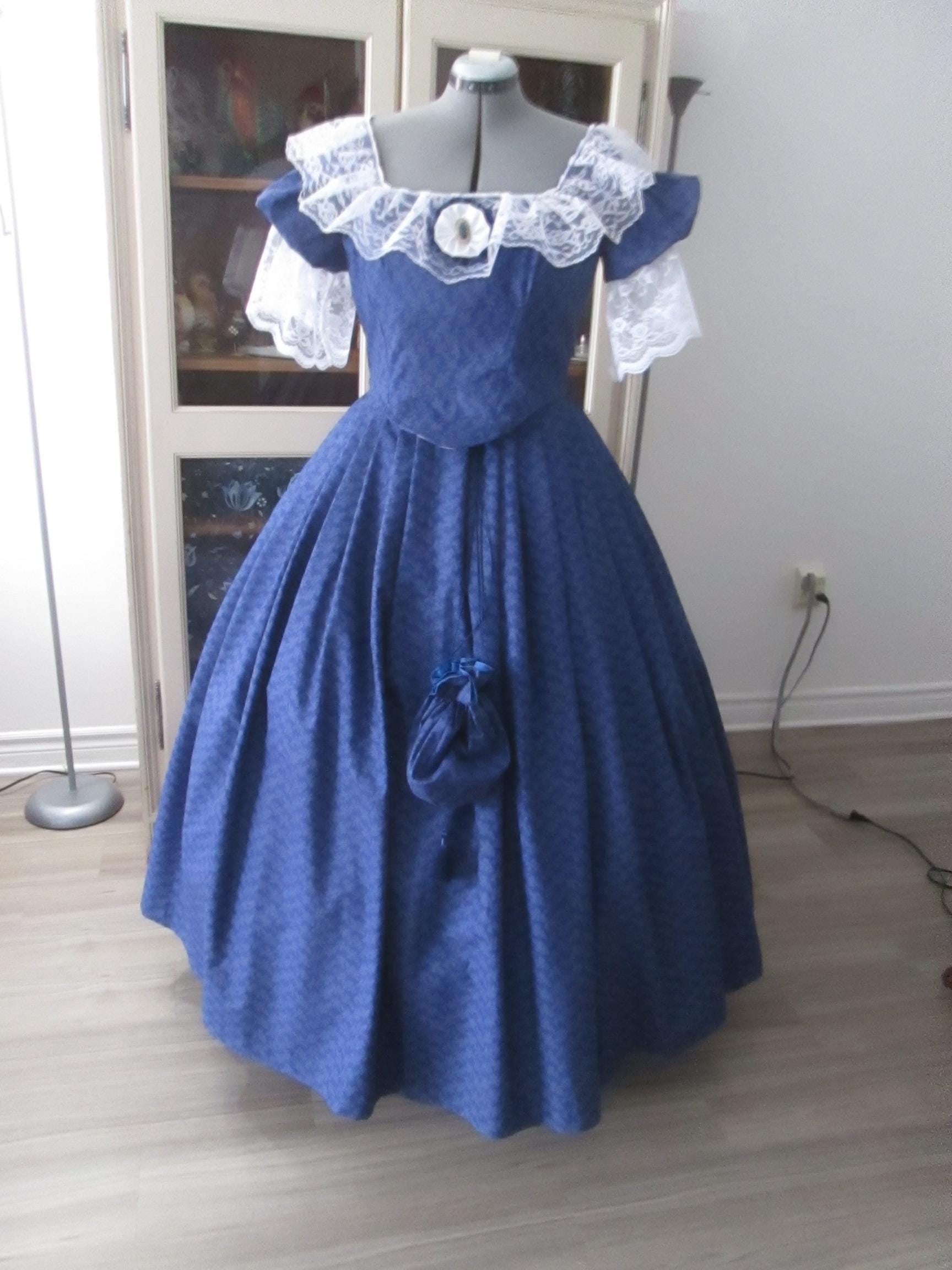 blue civil war dress Blue And Champagne Baroque Rococo Civil War Era Dress Revolutionary Ball Gown