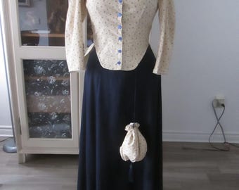 Victorian Women Fashion Period - 1870s Early Bustle Era- Size 12 (B38" - W29.5") #NB-732