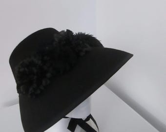 Victorian Black Bonnet -Mourning bonnet - Adult Size - #NB-675