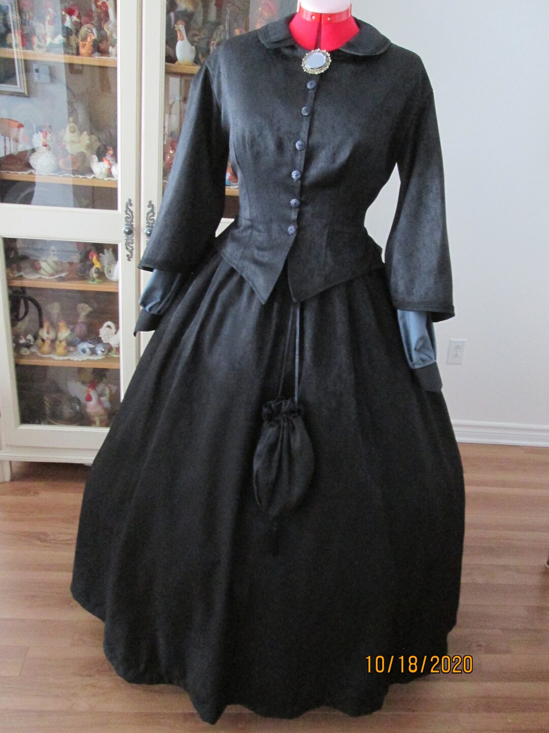 Civil War Mourning Dress 18601865 Black Dress Size 16 Etsy