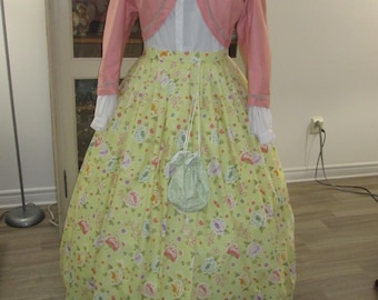 Victorian Period  Women Fashion - 3 Pieces Set (Skirt, Zouave Jacquet,Reticule) Size 20 (B44" - W36") - #NB-708