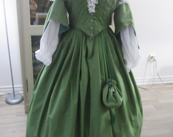 Victorian Women Fashion - 1860s Period Dress - Size 16 (B42" - W 34") #NB-724