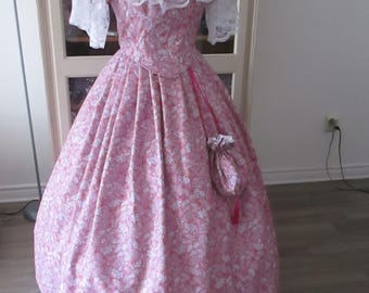 Moda femenina de la época victoriana - Vestido de baile de la década de 1860 - Talla 12 (B99 cm - C76 cm) - #NB-686