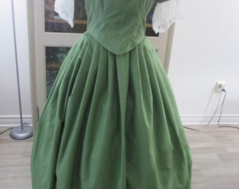 Victorian Ball Gown - 1860s Women Fashion - Size 16 (B42" - W34") #NB-722