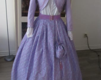 Victorian Period Women Fashion 4 Pieces Set  ( Zouave Jacket, Skirt, Sash, Reticule) Size 12 (B 38" - W 30") - #NB-706