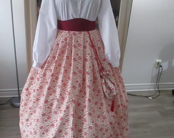 Victorian Period 3 pieces set for women - 1860s Women Fashion  (Skirt,Sash and Reticule) - (Skirt Waist 34")  #NB-685
