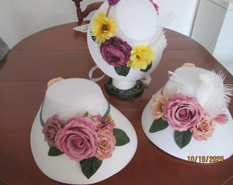 Victorian white  Bonnets (Lot of 3) - Adult Size - #NB-701