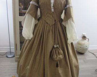 Victorian Women Dress - 1860s Women Fashion - Size 14 (B40" - W32") #NB-728