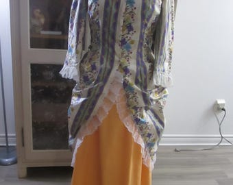 A 1880s Polonaise Dress with Walking Skirt - Victorian Period - Size "M" (B39" - W31") #NB-730