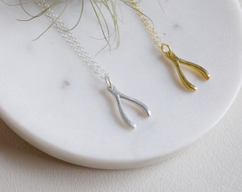 50% off SALE - Wishbone Necklace , Gold Wishbone Necklace , Silver Wishbone Necklace, Everyday Necklace, Nox Jewelry, Delicate chain